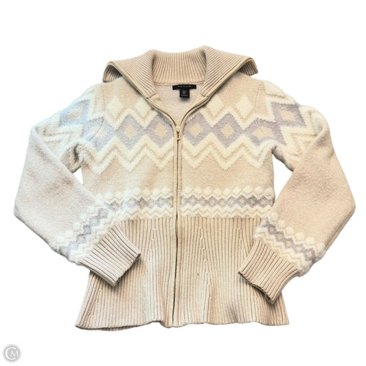 Sweater Cardigan By Tahari In Grey & Tan, Size: M