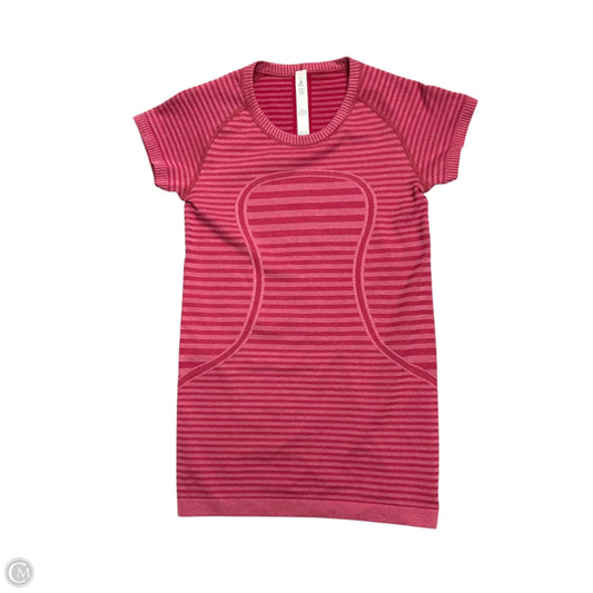 Athletic Top Short Sleeve By Lululemon In Pink & Red, Size: S