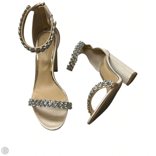 Sandals Heels Block By Badgley Mischka In Cream, Size: 9