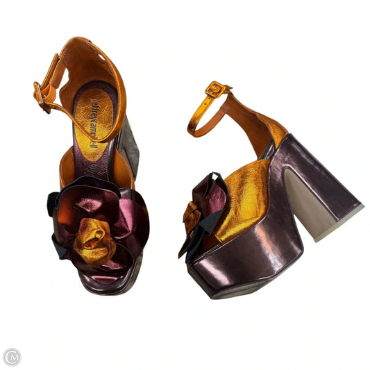 Sandals Heels Block By Jeffrey Campbell In Brown & Orange, Size: 6