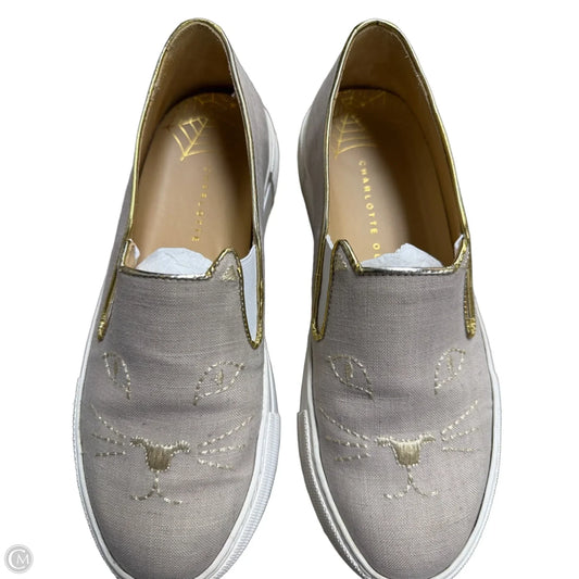 Shoes Designer By Charlotte Olympia In Gold & Tan, Size: 6