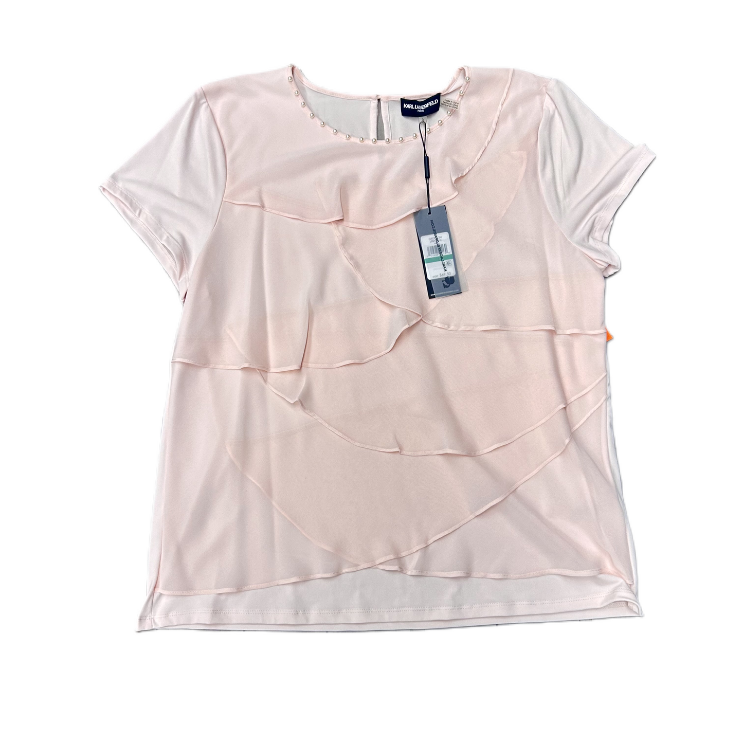 Pink Top Short Sleeve Designer By Karl Lagerfeld, Size: L