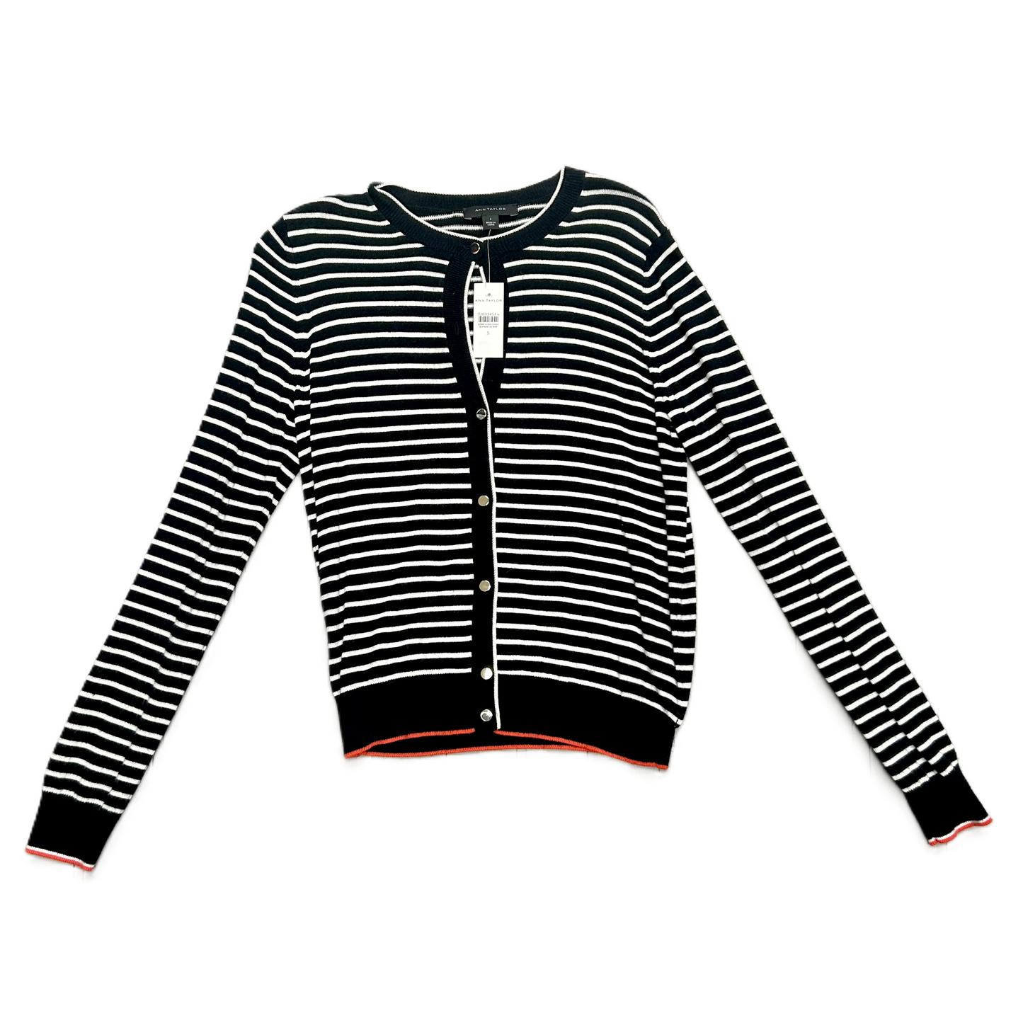 Sweater Cardigan By Ann Taylor In Striped Pattern, Size: S