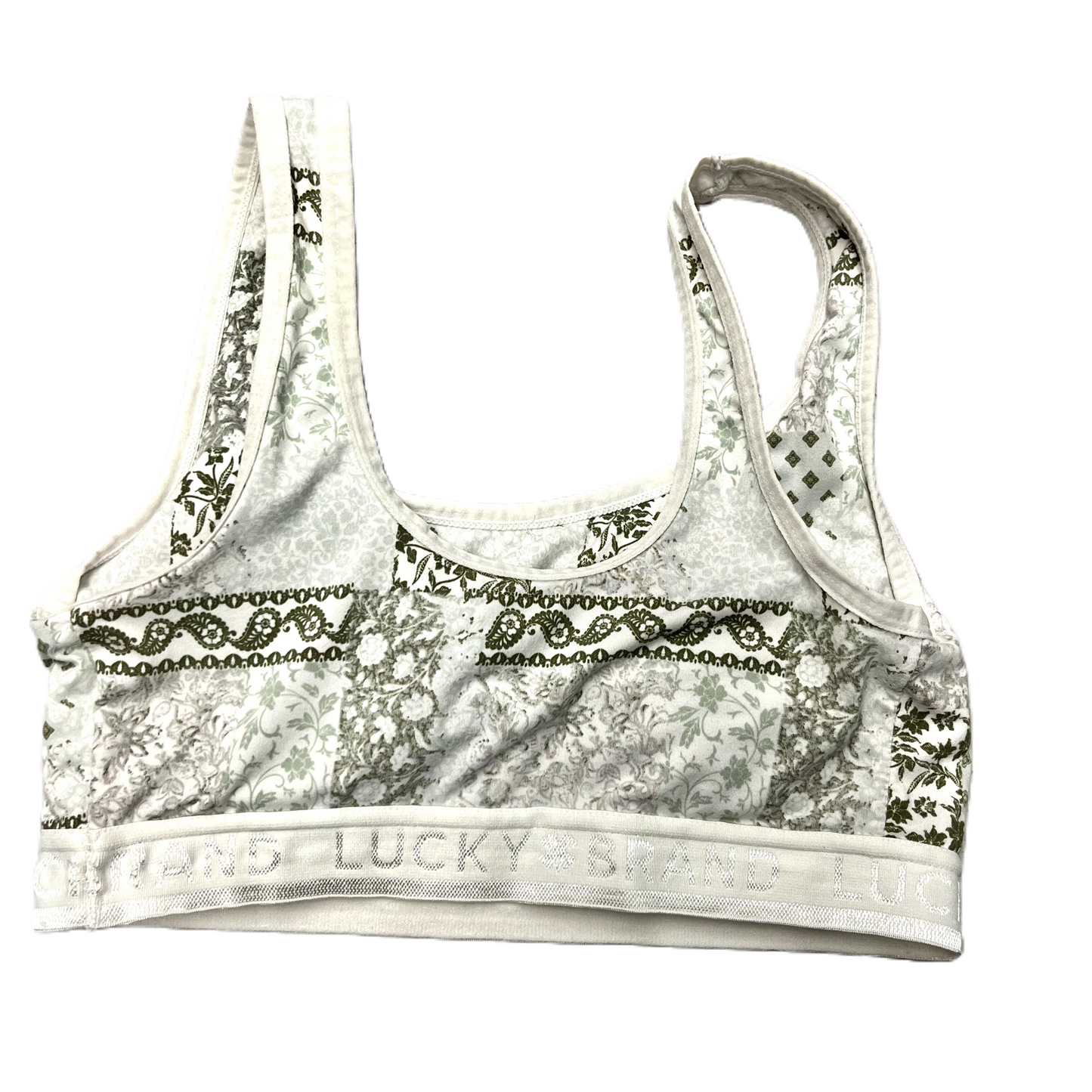 Athletic Bra By Lucky Brand In Green & White, Size: M