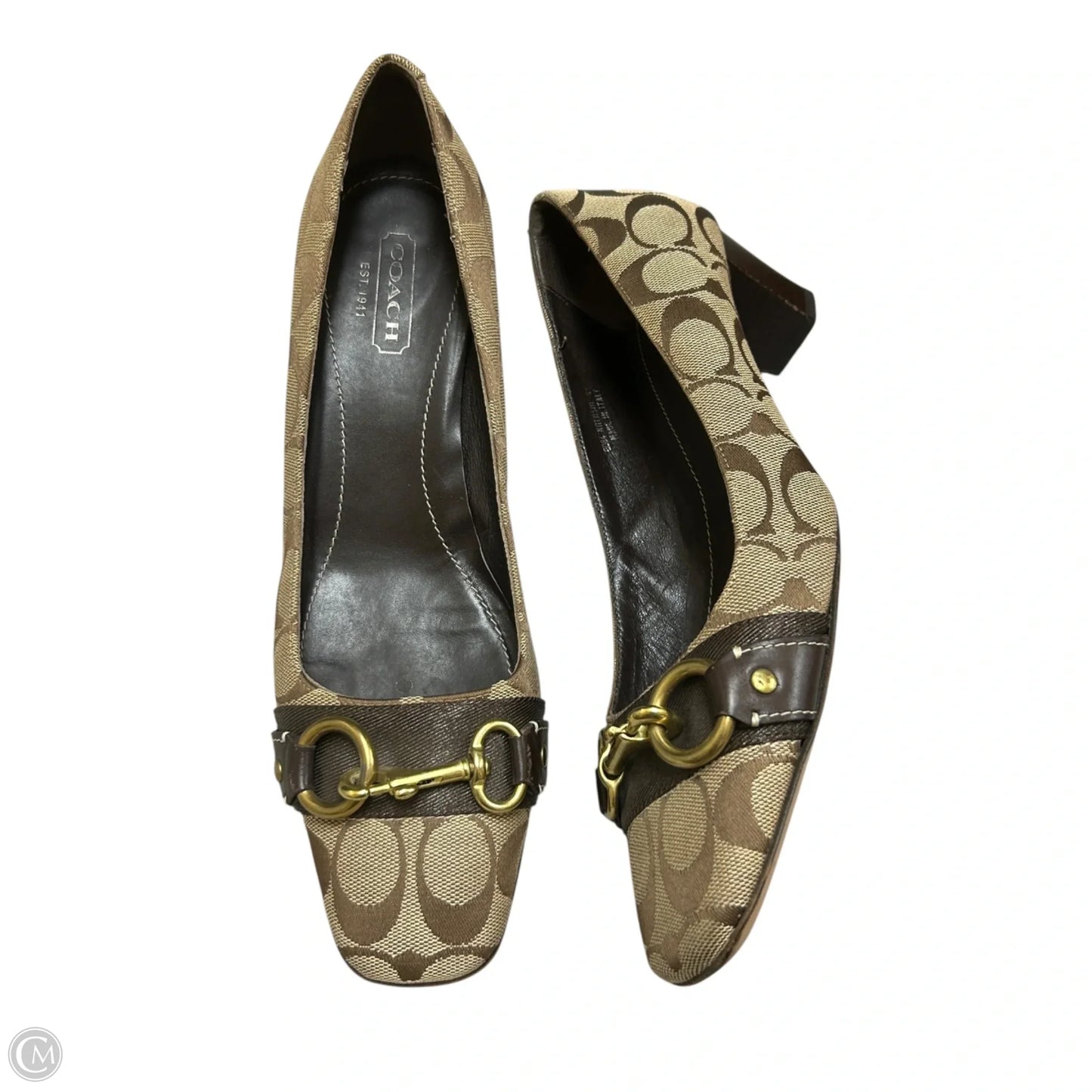 Shoes Designer By Coach In Brown & Gold, Size: 10