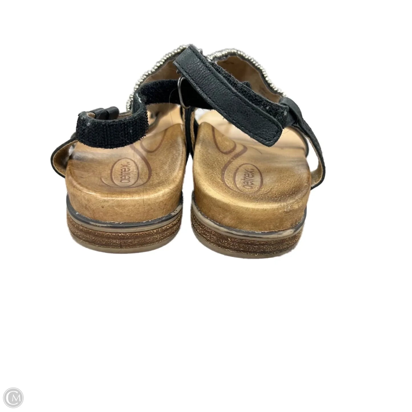 Sandals Flats By Aetrex In Black & Brown, Size: 9.5