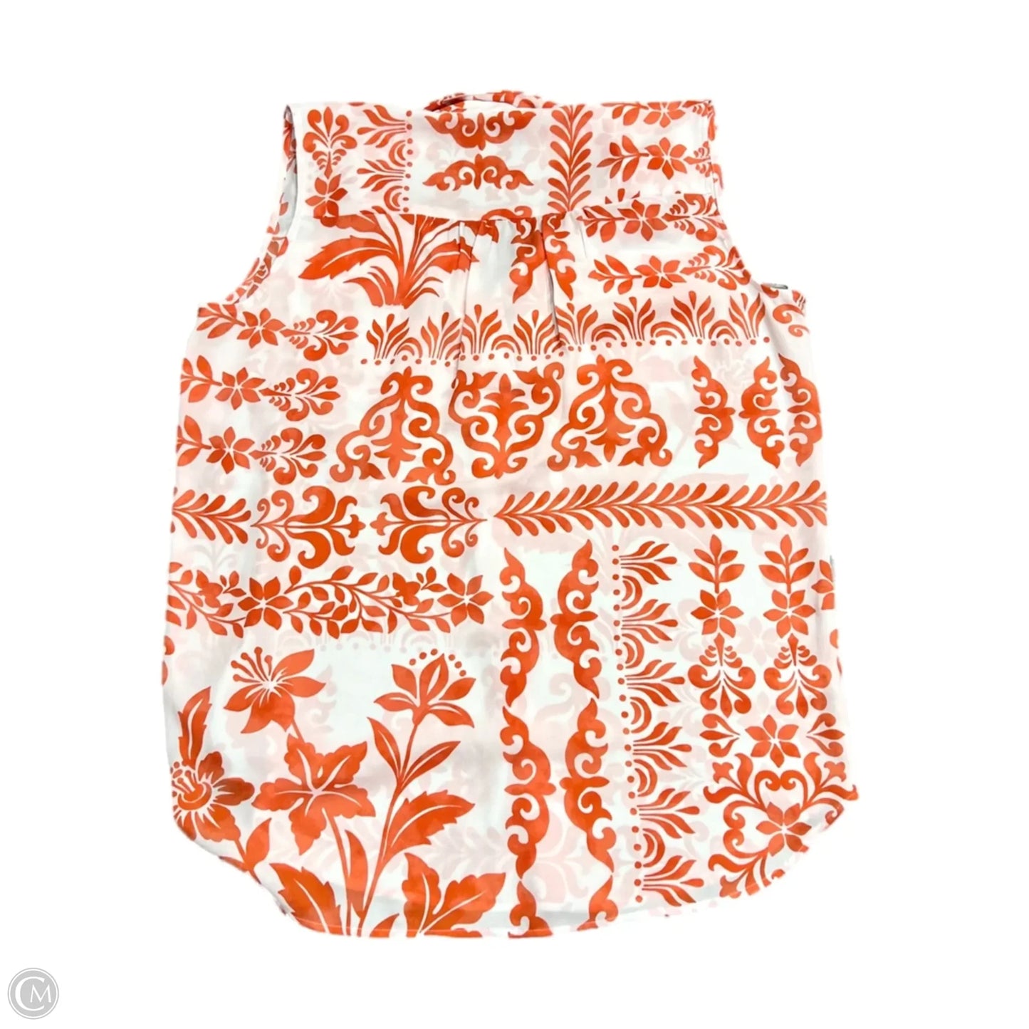 Blouse Sleeveless By Ann Taylor In Orange & White, Size: M