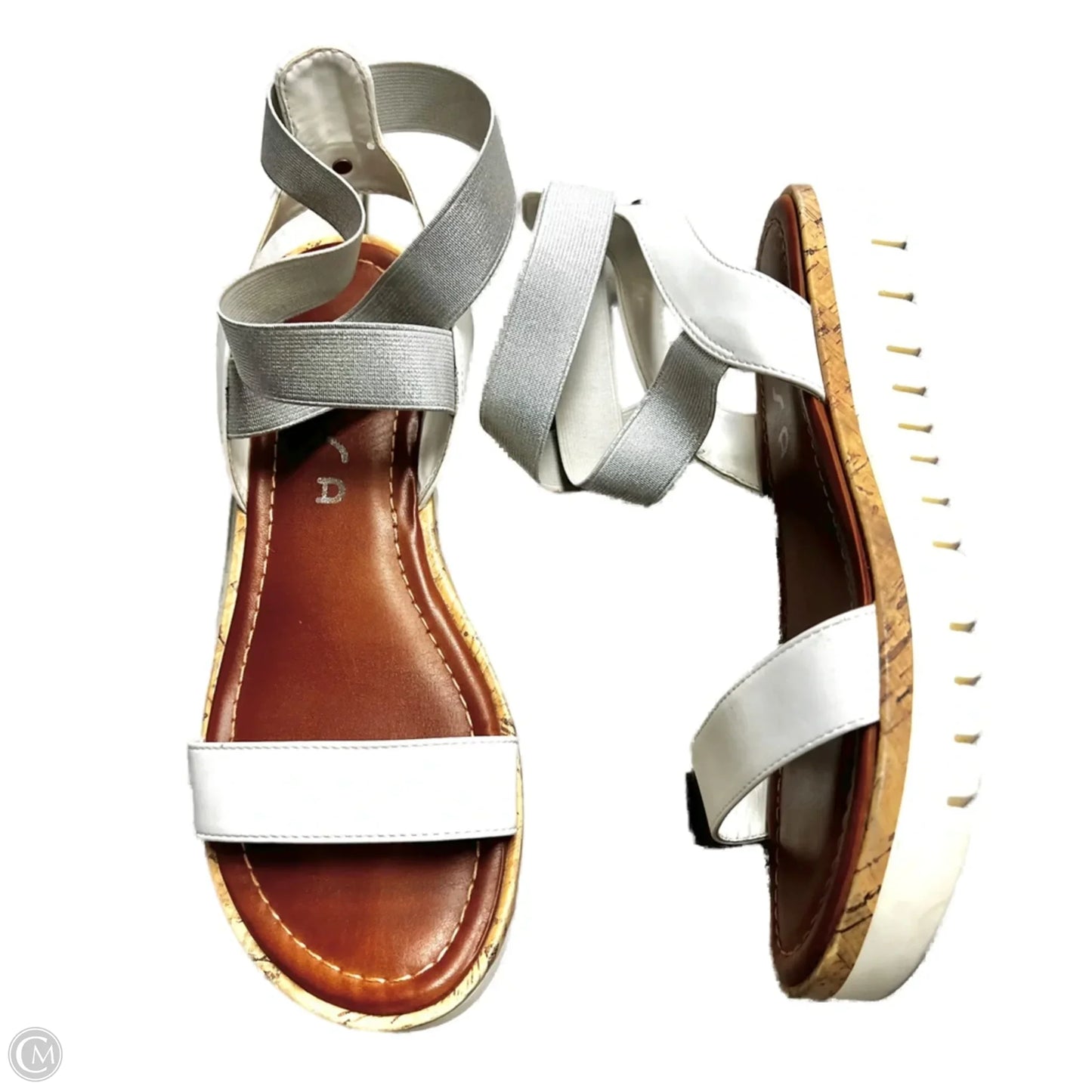 Sandals Heels Platform By Unisa In Silver & White, Size: 8