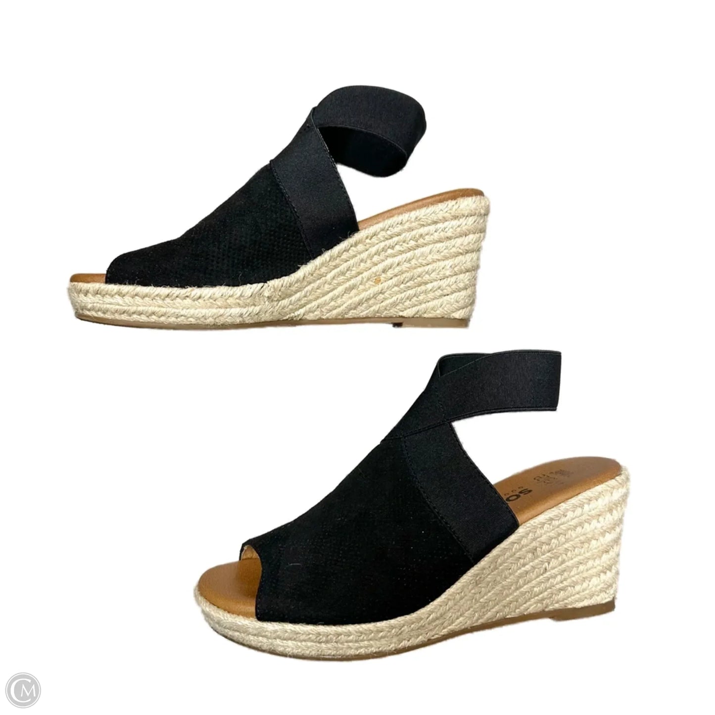 Sandals Heels Wedge By Sonoma In Black & Tan, Size: 5