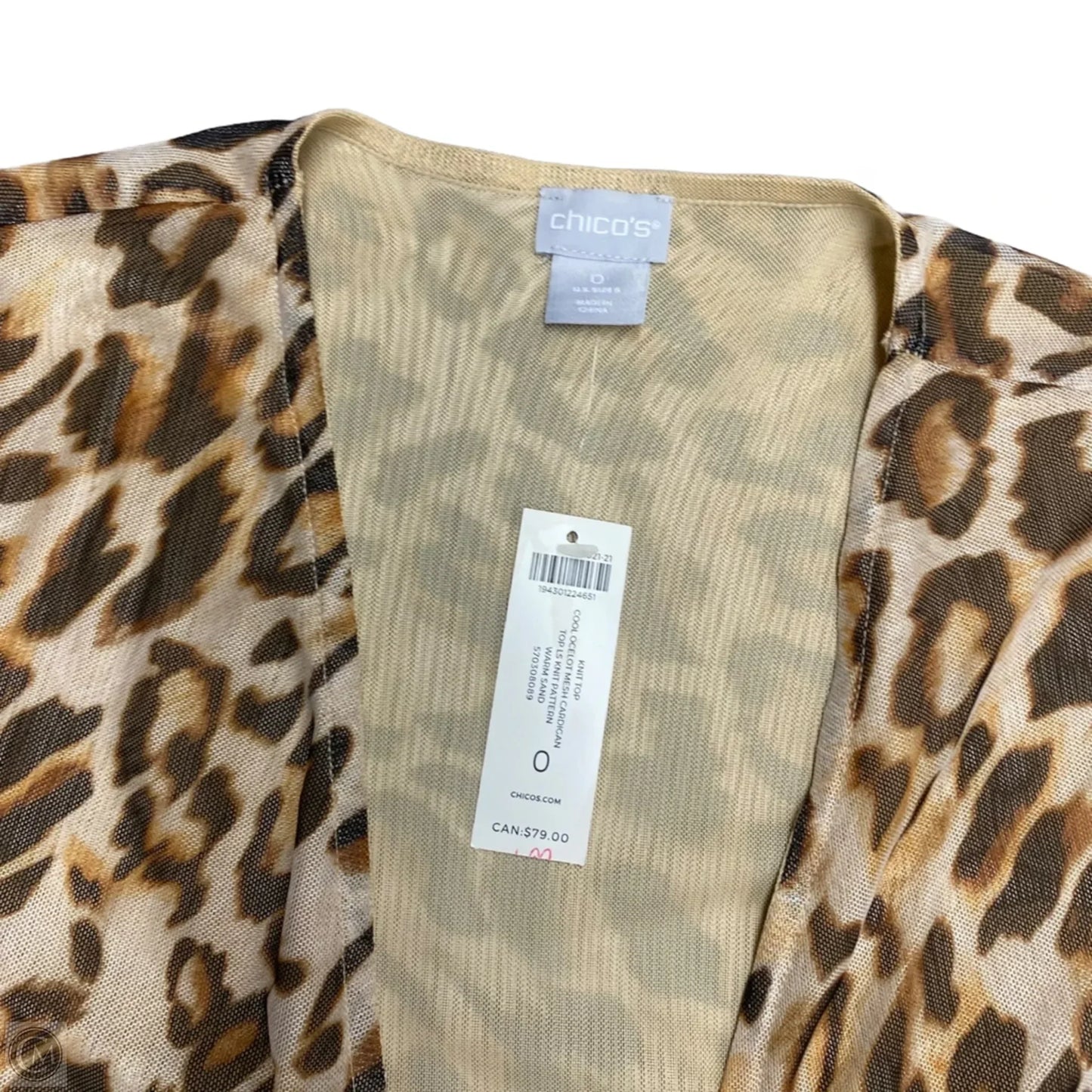 Cardigan By Chicos In Animal Print, Size: S