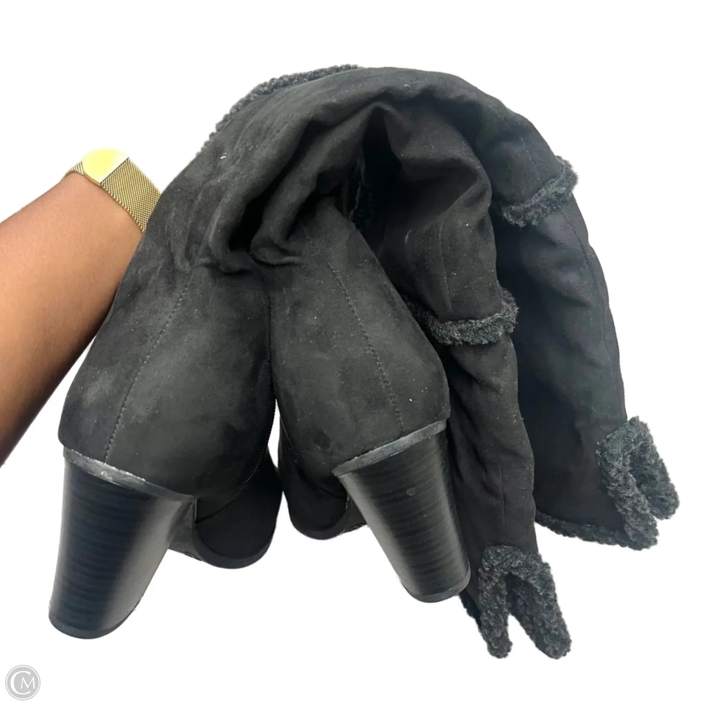 Boots Knee Heels In Black, Size: 11