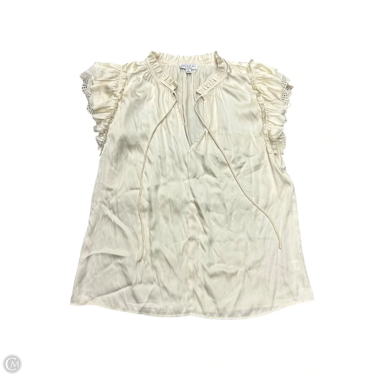 Blouse Short Sleeve By Current Air In Cream, Size: S