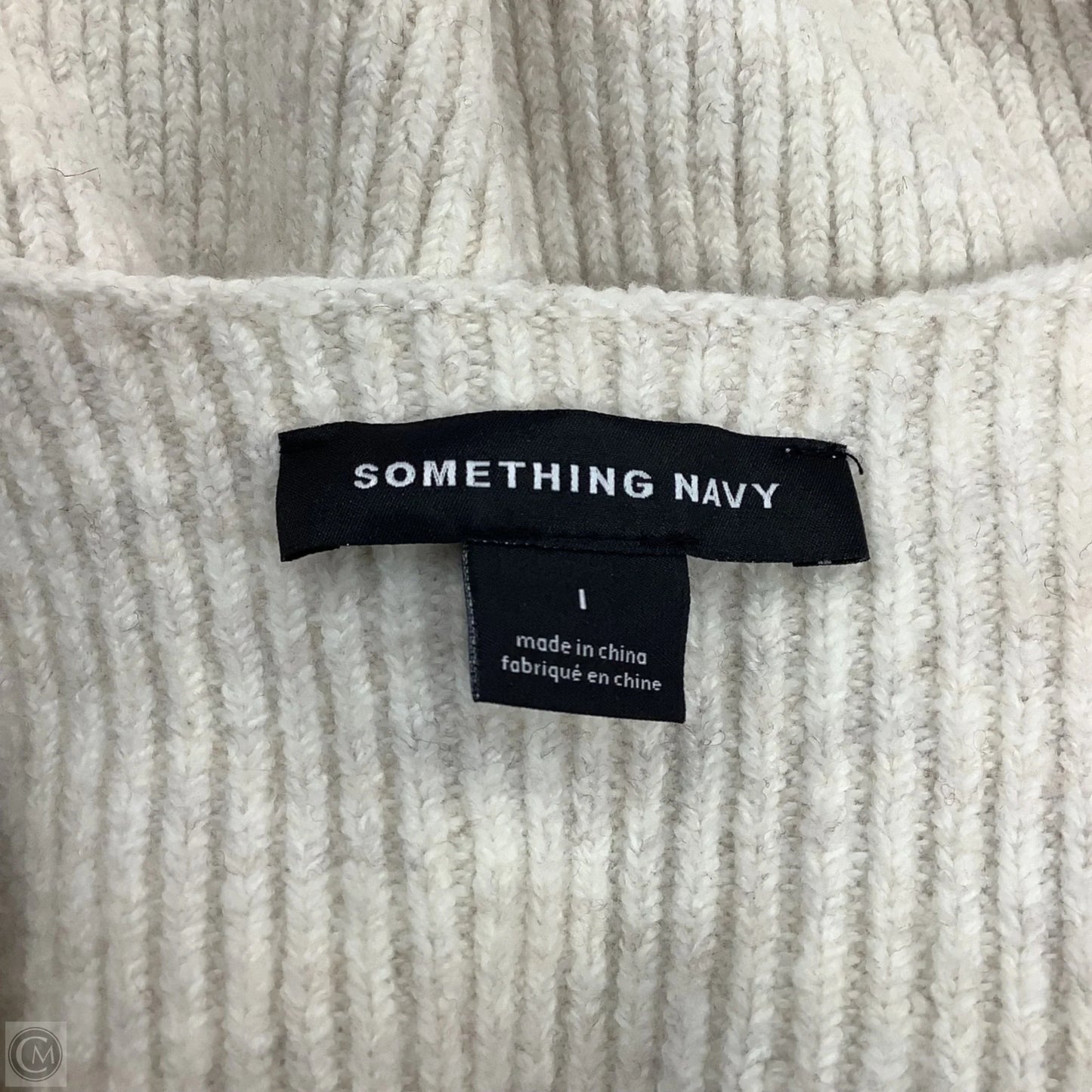 Dress Sweater By Something Navy In Cream, Size: M