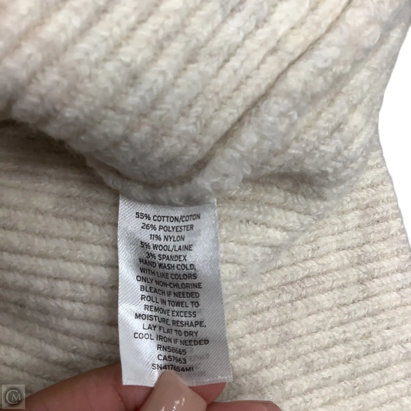 Dress Sweater By Something Navy In Cream, Size: M