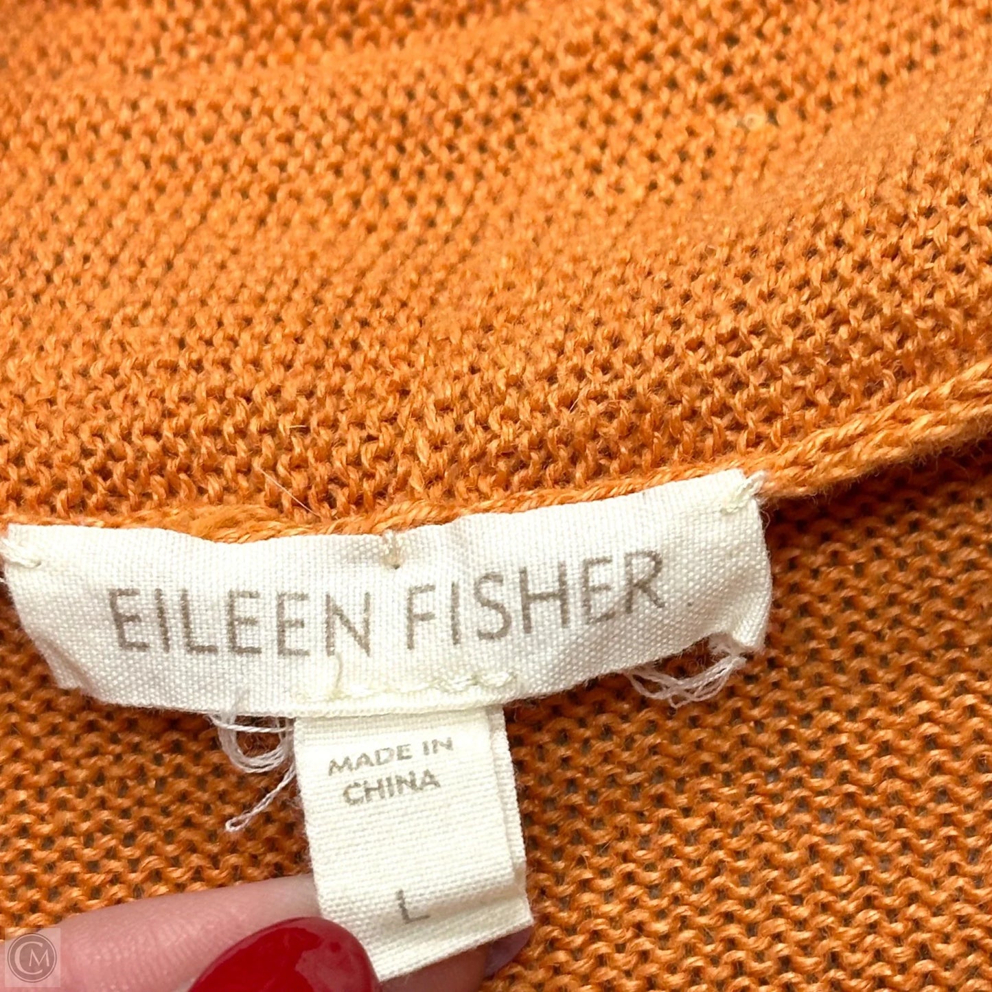 Sweater Cardigan By Eileen Fisher In Orange, Size: L