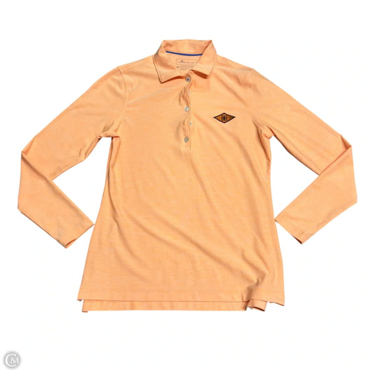 Athletic Top Long Sleeve Collar By Peter Millar In Orange, Size: Xs