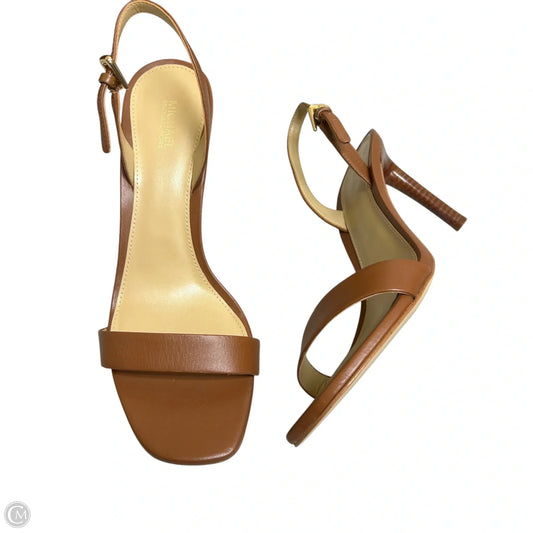 Sandals Heels Stiletto By Michael By Michael Kors In Brown & Gold, Size: 9