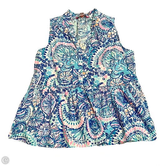 Top Sleeveless Designer By Lilly Pulitzer In Blue & Pink, Size: M