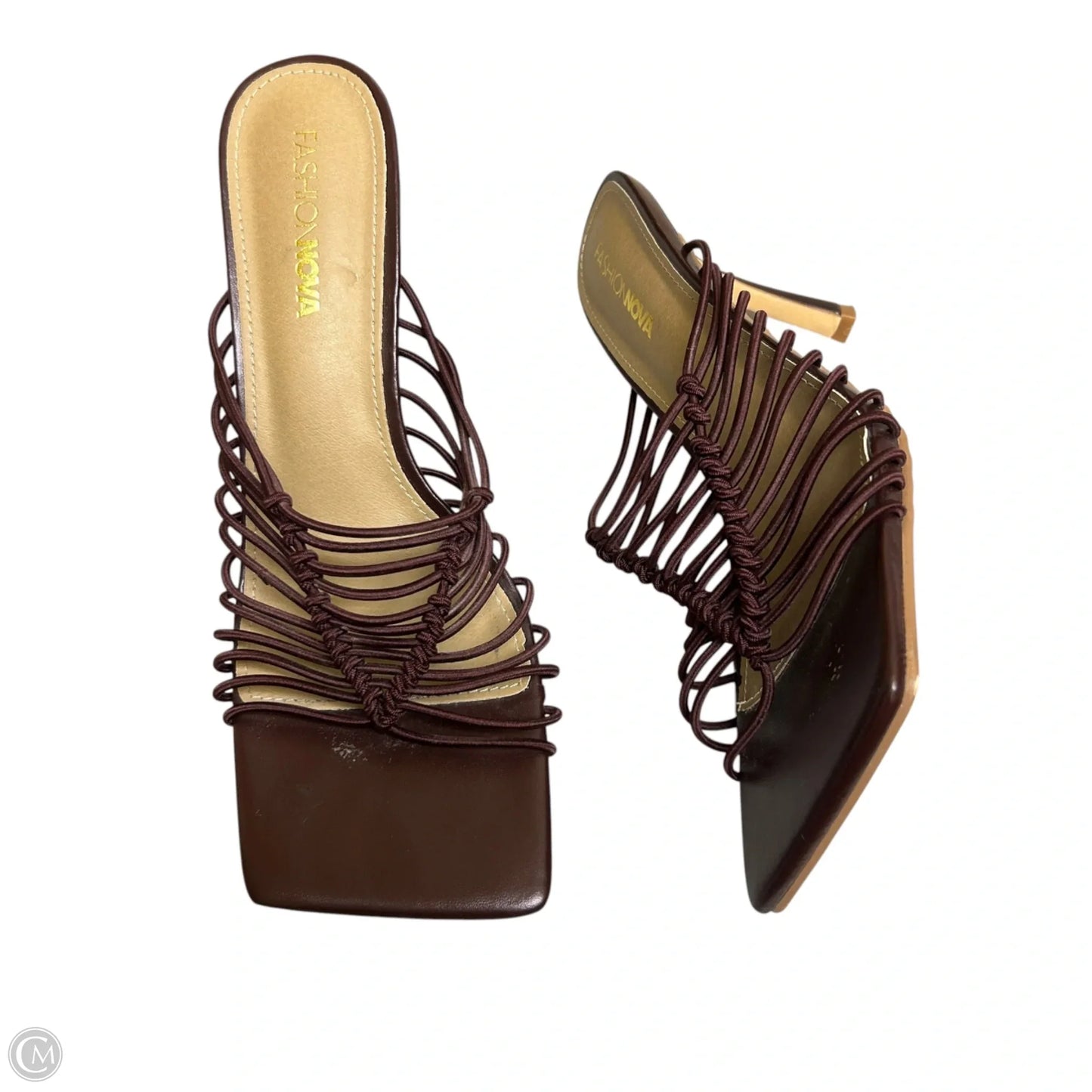 Sandals Heels Stiletto By Fashion Nova In Brown, Size: 10