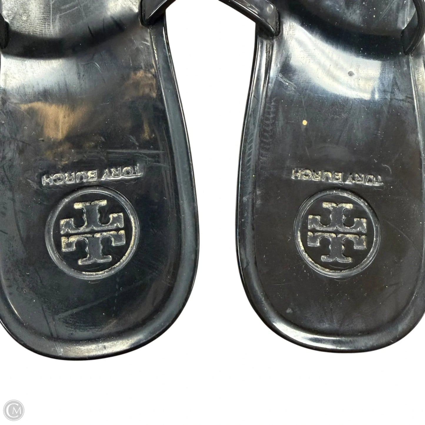 Sandals Designer By Tory Burch In Black & Gold, Size: 9