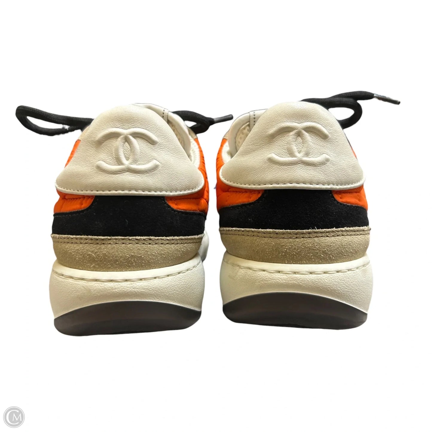 Shoes Luxury Designer By Chanel In Orange & White, Size: 8.5
