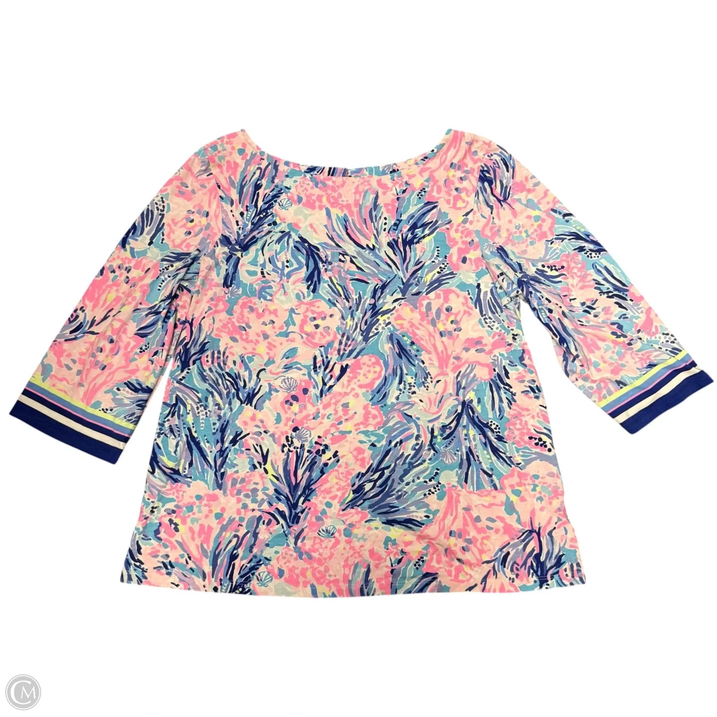 Top 3/4 Sleeve Designer By Lilly Pulitzer In Blue, Size: Xl