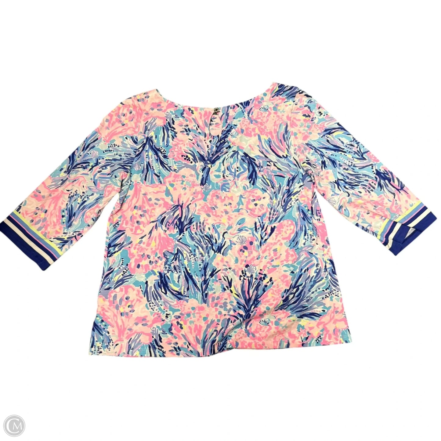 Top 3/4 Sleeve Designer By Lilly Pulitzer In Blue, Size: Xl