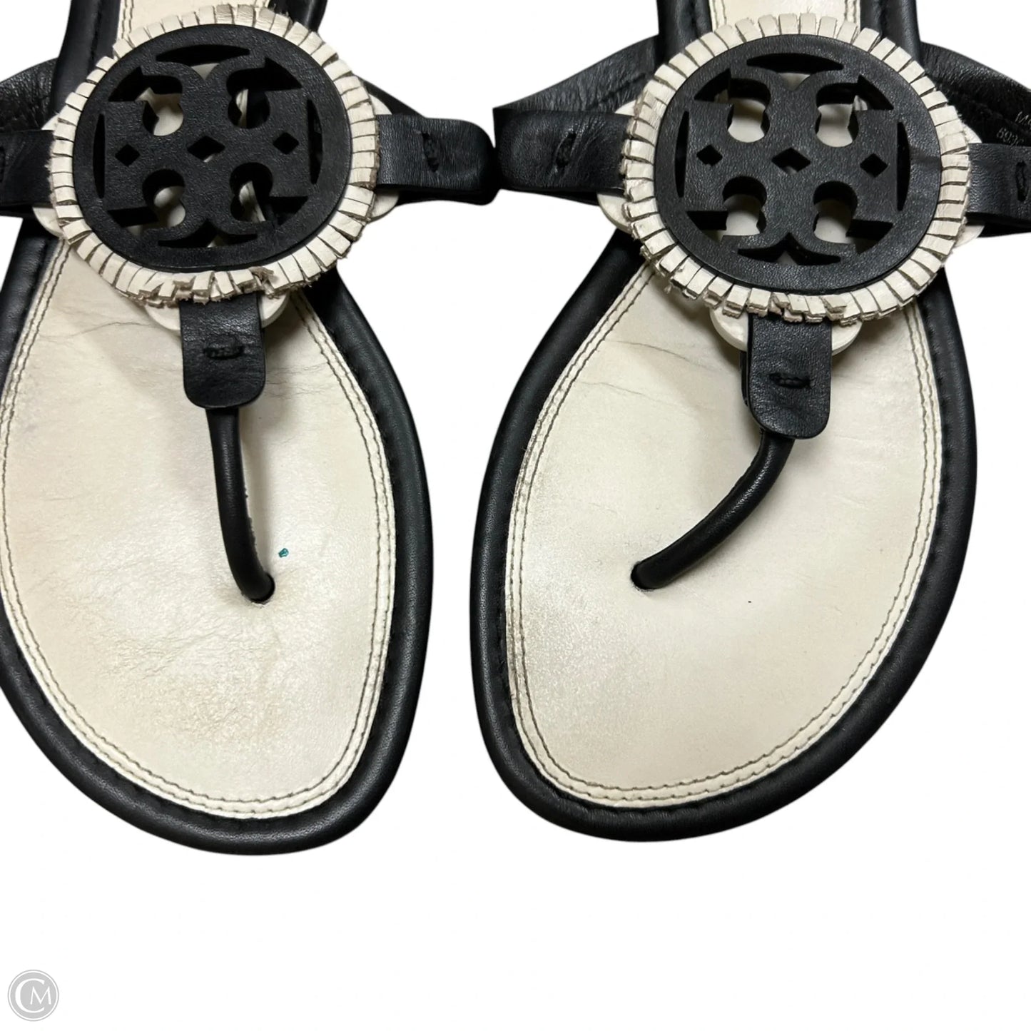 Sandals Designer By Tory Burch In Black & Cream, Size: 9.5
