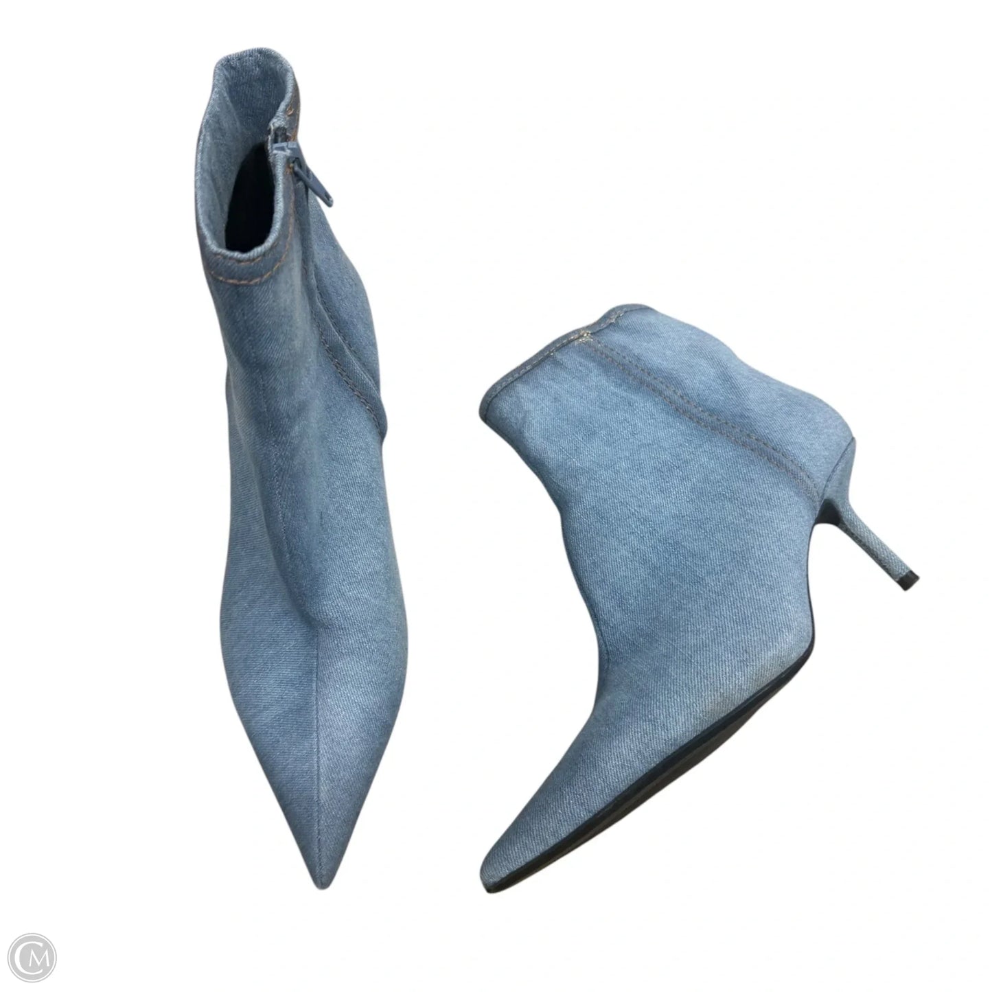 Boots Ankle Heels By Zara In Blue Denim, Size: 7.5