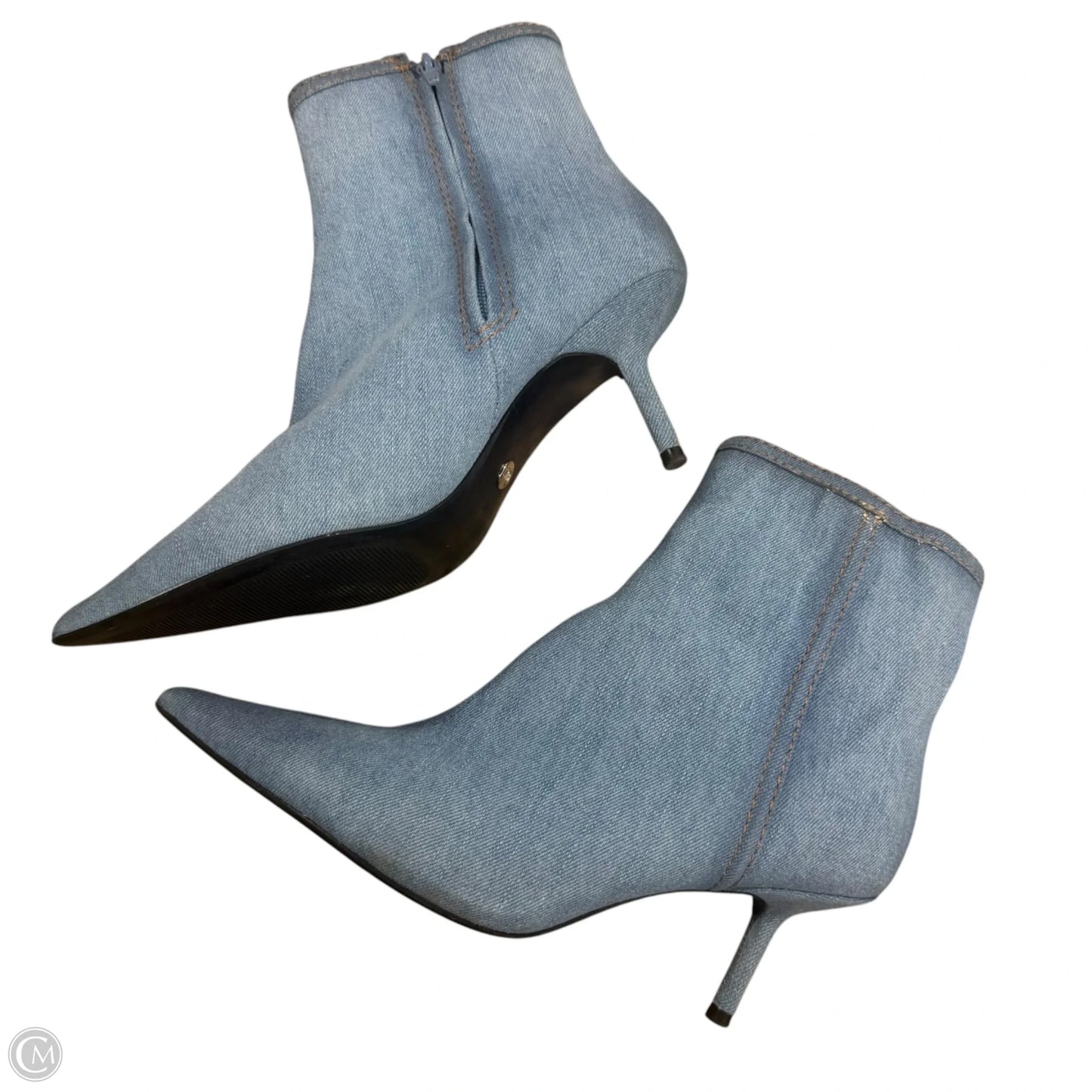Boots Ankle Heels By Zara In Blue Denim, Size: 7.5