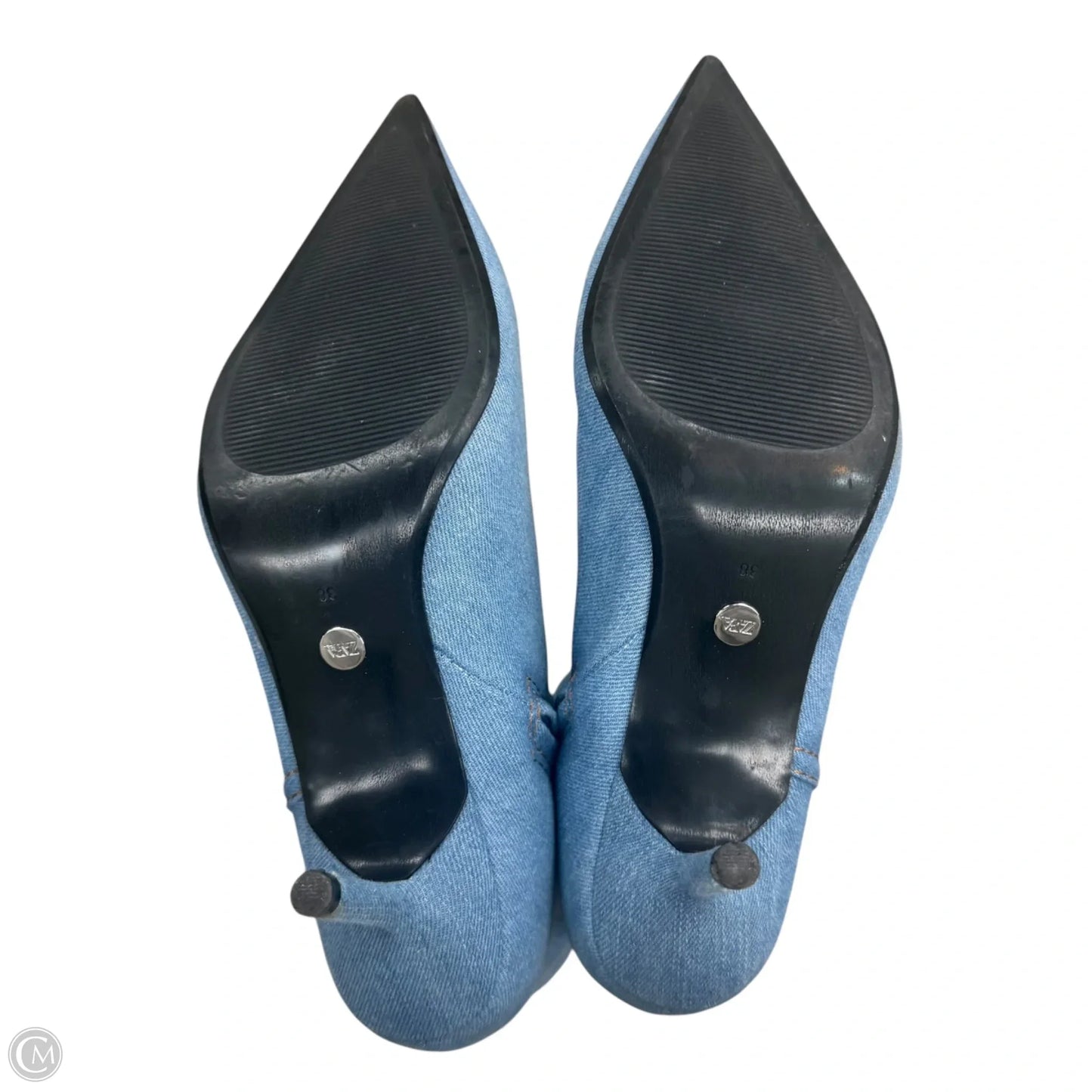 Boots Ankle Heels By Zara In Blue Denim, Size: 7.5