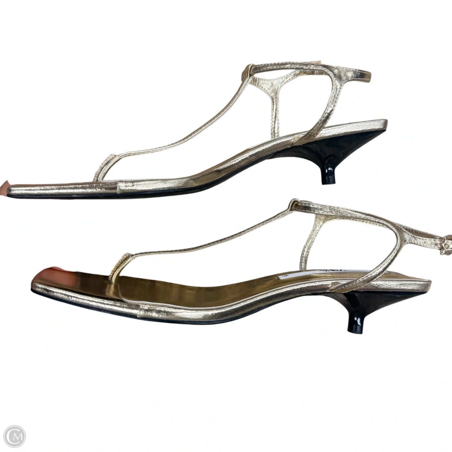 Sandals Heels Kitten By Zara In Gold, Size: 7.5