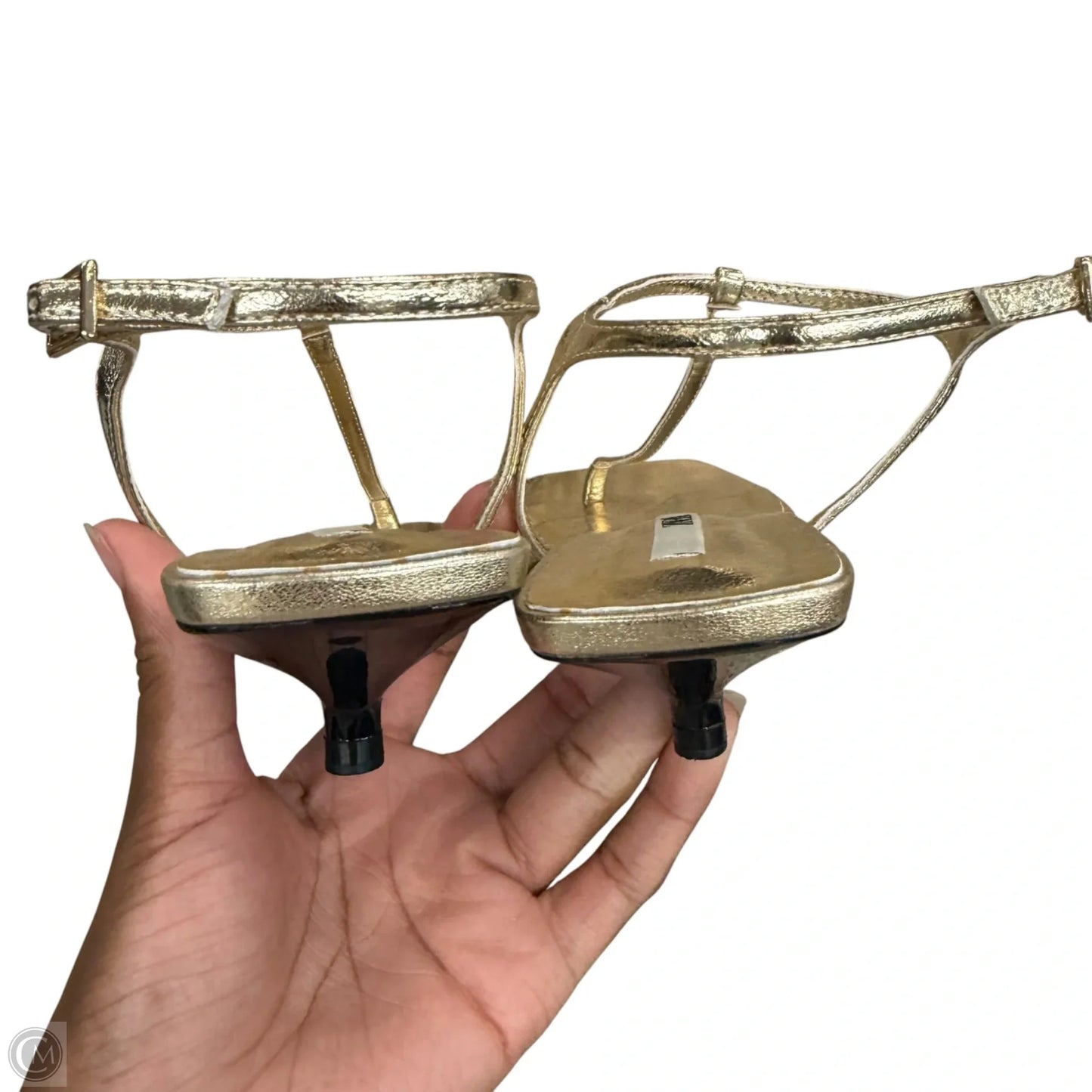 Sandals Heels Kitten By Zara In Gold, Size: 7.5