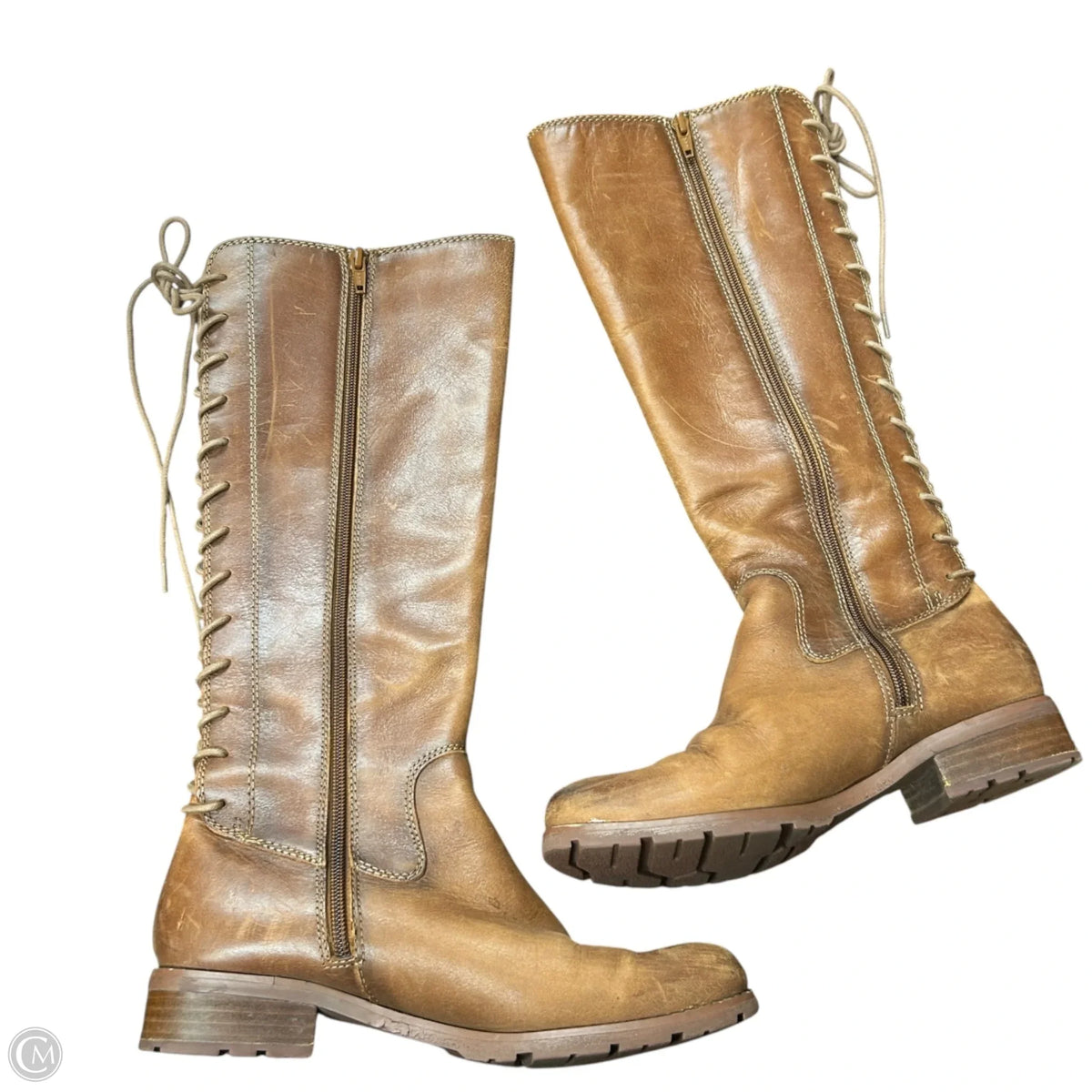 Boots Knee Heels By Sofft In Brown, Size: 7.5