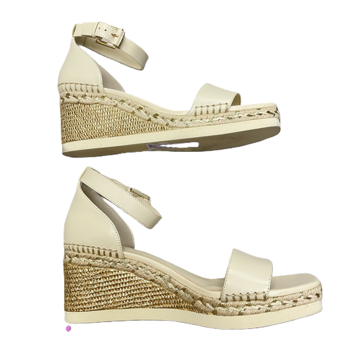 Cream Sandals Heels Wedge By Vince Camuto, Size: 8.5