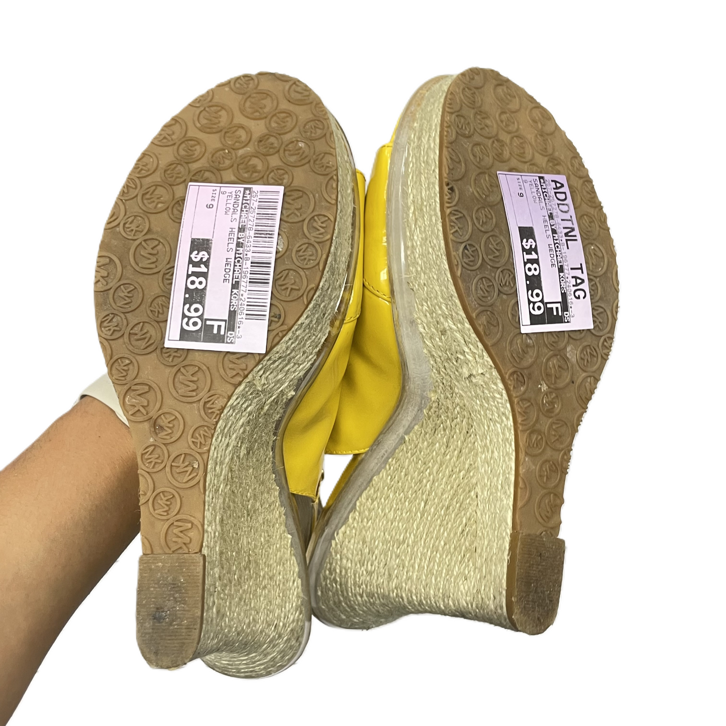 Yellow Sandals Heels Wedge By Michael By Michael Kors, Size: 9