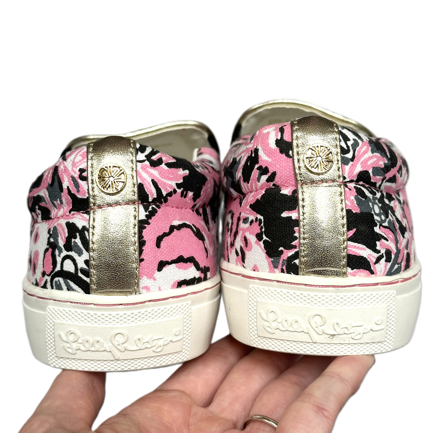 Shoes Designer By Lilly Pulitzer In Black & Pink, Size: 9