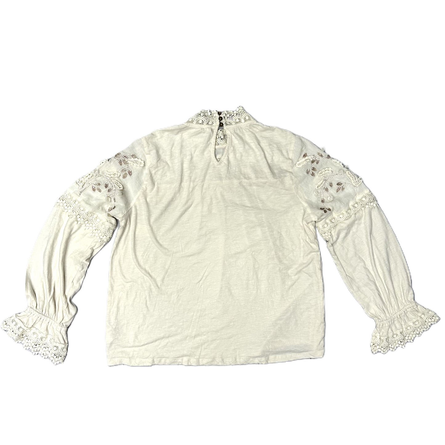 Top Long Sleeve By Anthropologie In Cream, Size: L