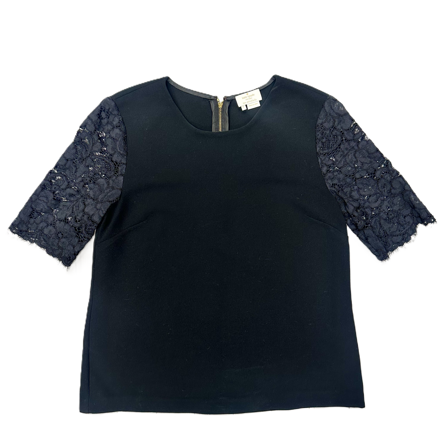 Top Short Sleeve Designer By Kate Spade In Black, Size: S