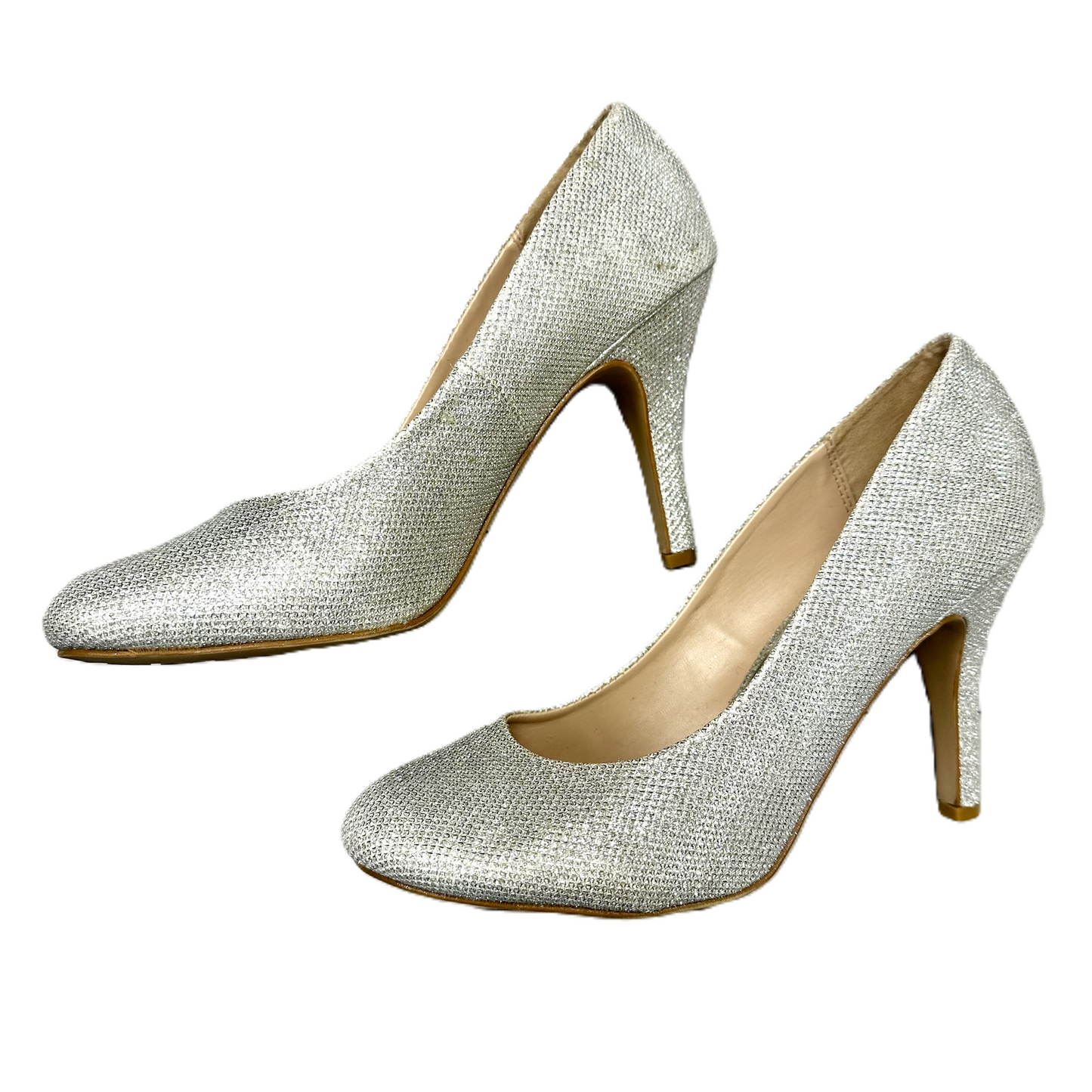 Shoes Heels Stiletto By Kelly And Katie In Silver, Size: 10