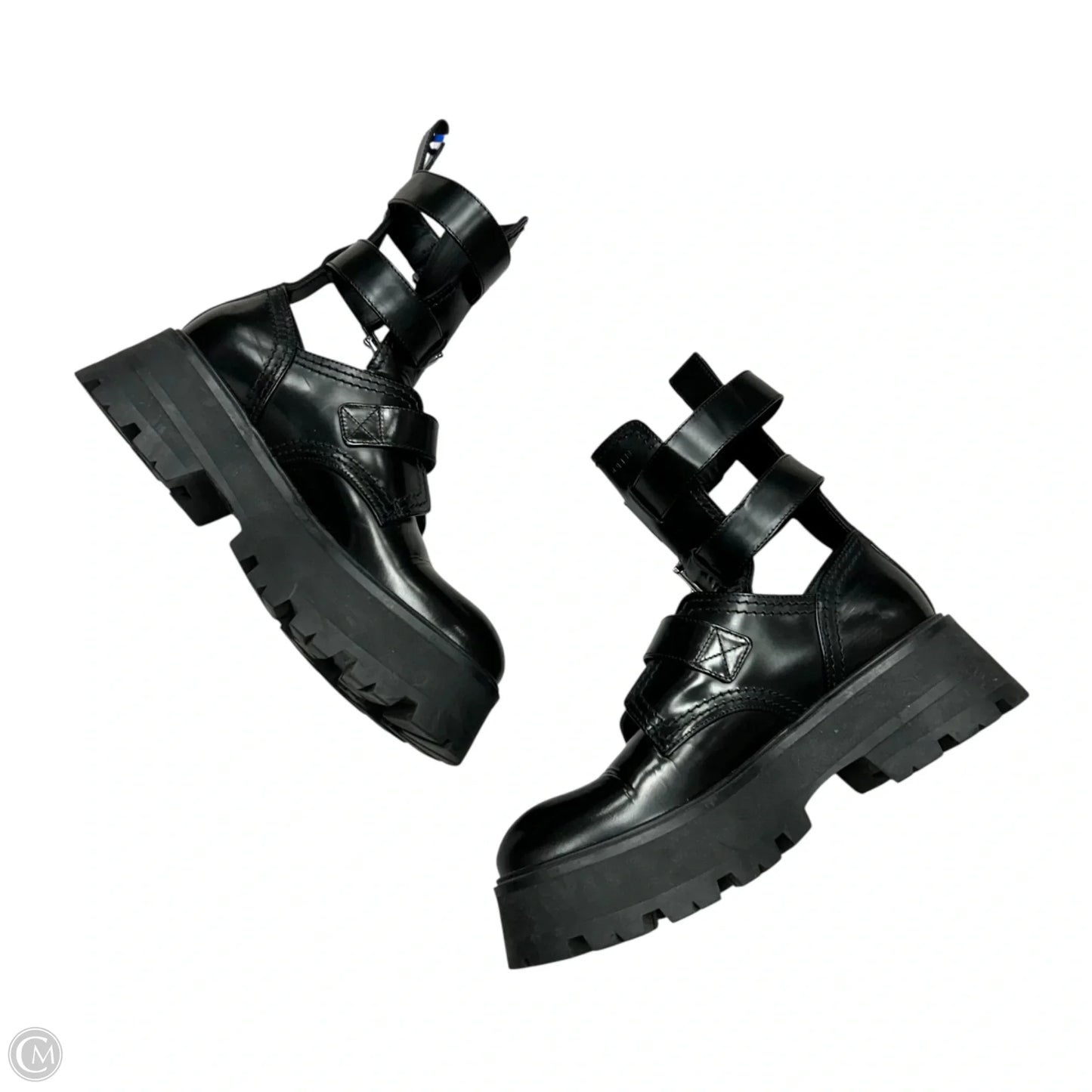 Boots Luxury Designer By Alexander Mcqueen In Black, Size: 9