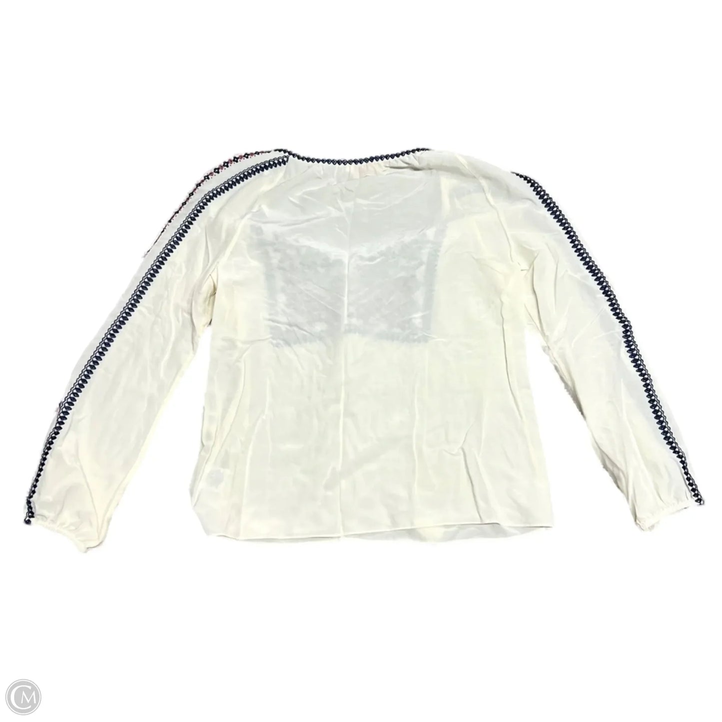 Top Long Sleeve Designer By Tory Burch In Blue & Cream, Size: 10