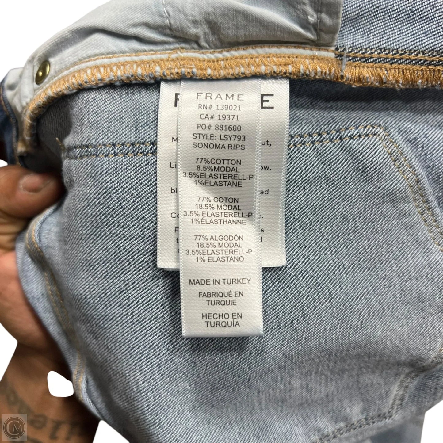 Jeans Straight By Frame In Blue Denim, Size: 6