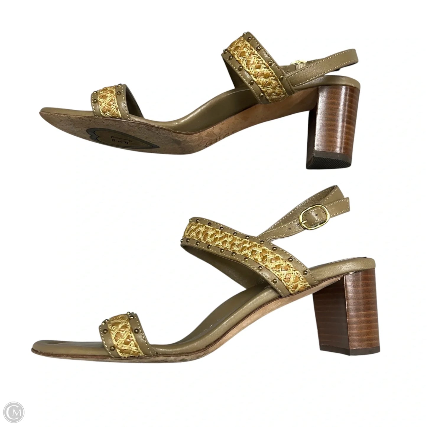 Sandals Heels Block By Eric Javitz In Tan, Size: 9.5