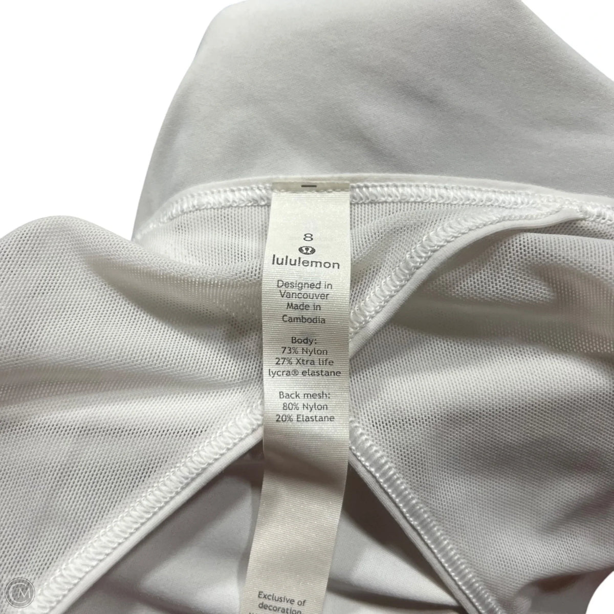 Athletic Tank Top By Lululemon In White, Size: 8