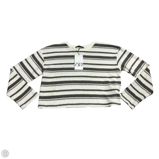 Top Long Sleeve By Zara In Cream & Grey, Size: S