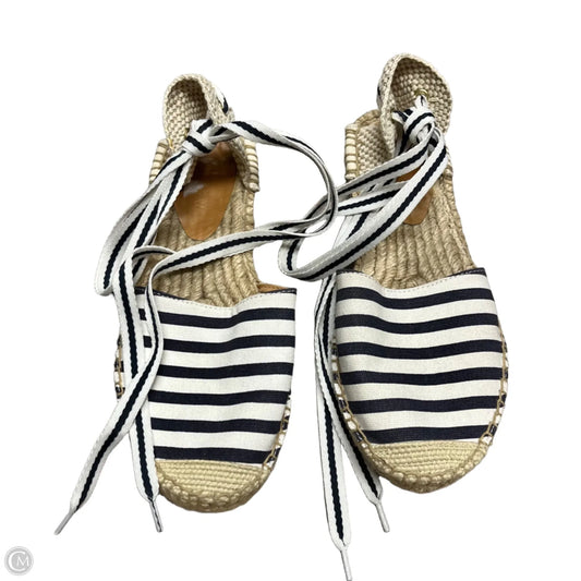 Sandals Flats By J. Crew In Blue & Cream, Size: 7.5