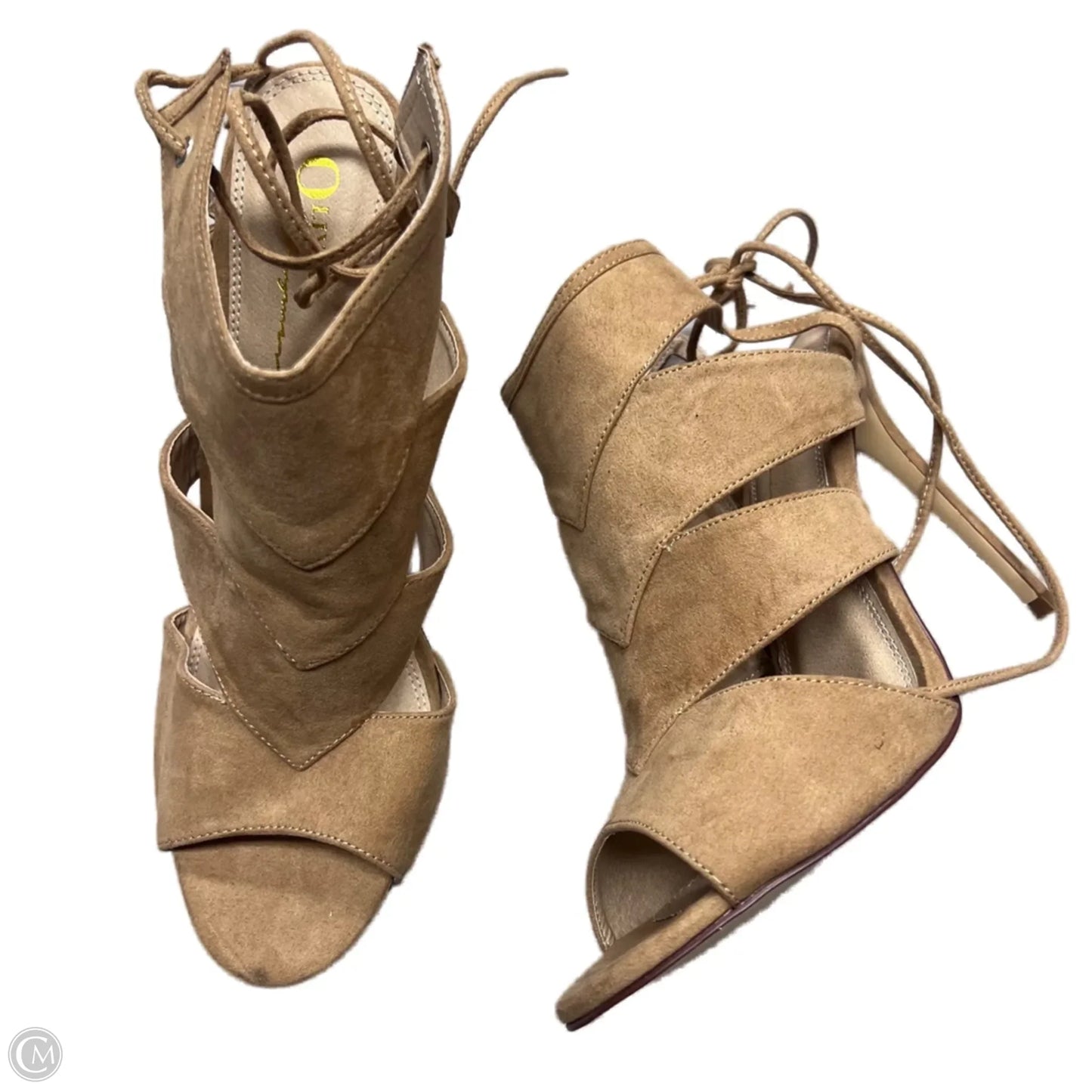 Sandals Heels Stiletto By Olivia Ferragamo In Tan, Size: 11