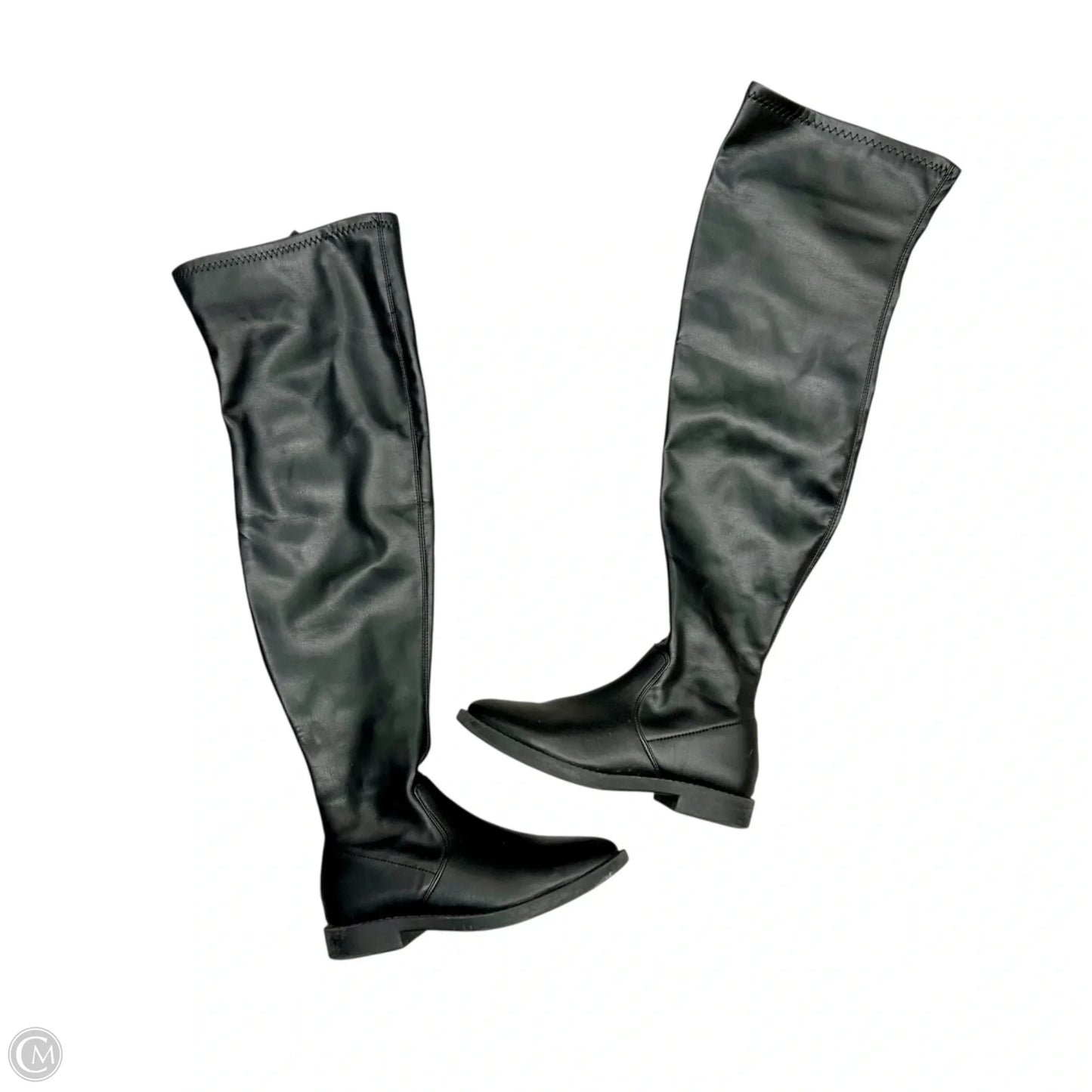 Boots Over-the-knee Flats By Asos In Black, Size: 8