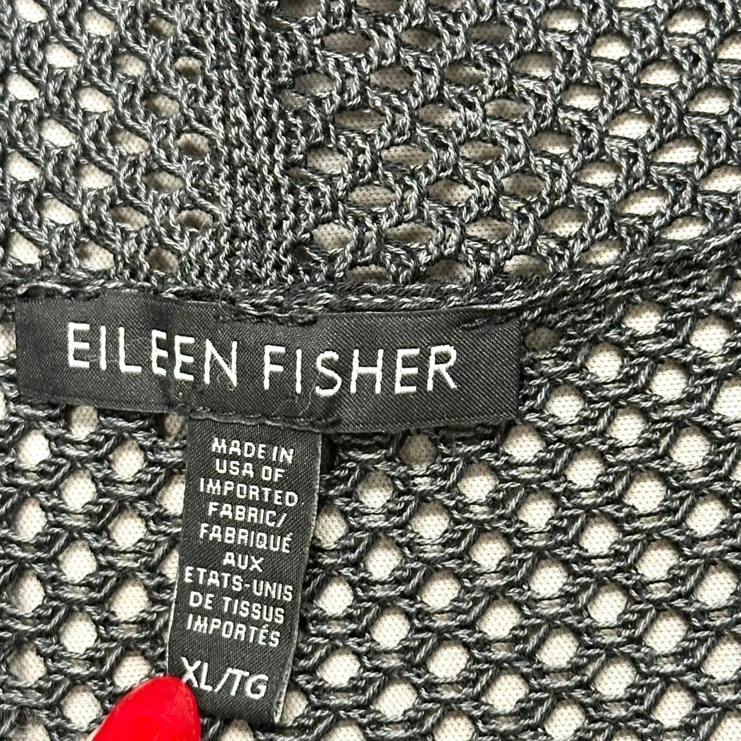 Cardigan By Eileen Fisher In Black & Grey, Size: Xl